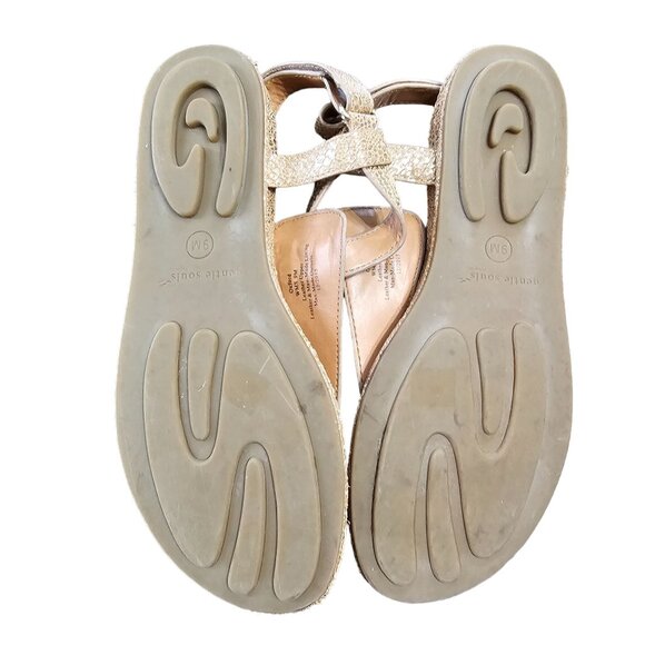 Gentle Souls Kenneth Cole Leather Gold Adjustable Ankle Sandal Thongs Size 9 - Picture 10 of 13